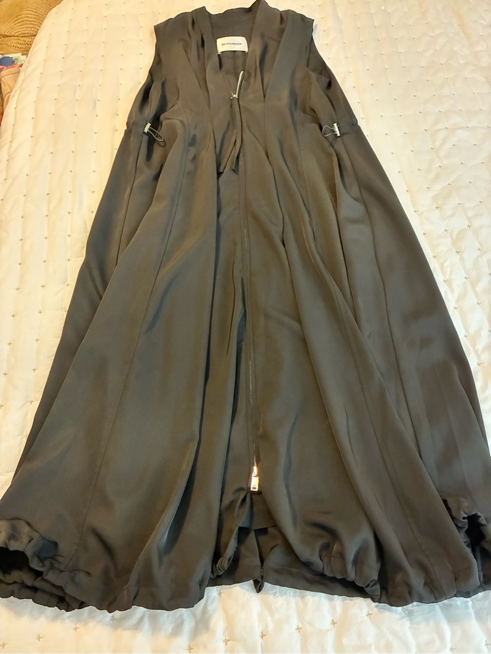 Jil Sander Charcoal Black Full A-Line Zip Skirt
